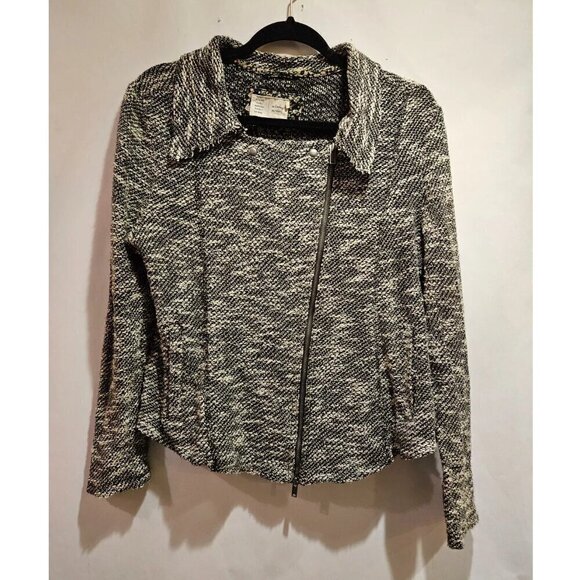 Anthropologie Saturday Sunday Tweed Marled Long Sleeve Moto Jacket Zip Up Large - Picture 2 of 7